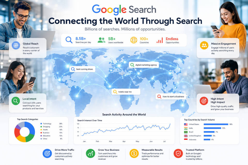 Global digital audience connected through Google Search